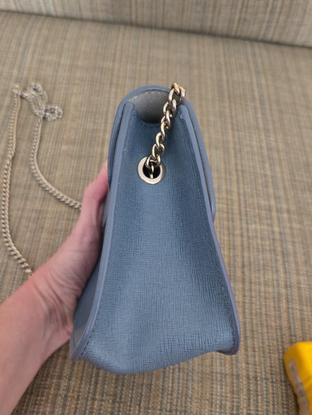 Furla Dusty Blue & Gray Leather Mini Crossbody with Silver Chain - Picture 6 of 11